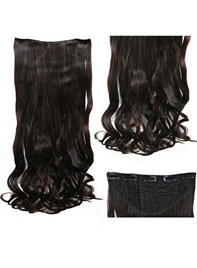 Rapidsflow Best Quality 5 Clips Curly Hair Extensions For Women And Girls 32 inch Stretch Length 200gm approx (Burgundy Highlighting) - Image 2