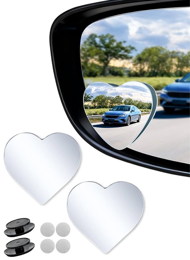 2PCS Heart Shaped Car Blind Spot Mirrors, Adjustable Removable Wide Angle Convex Side Rear View Mirrors Enhanced Safety Universal Fit Car Accessories for Cars SUVs Trucks - Image 1