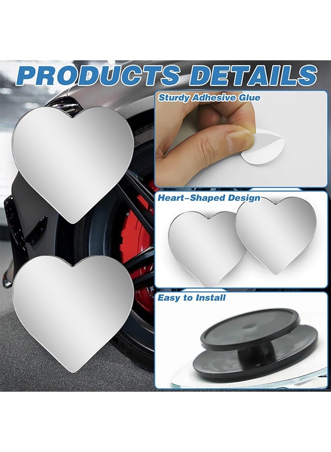 2PCS Heart Shaped Car Blind Spot Mirrors, Adjustable Removable Wide Angle Convex Side Rear View Mirrors Enhanced Safety Universal Fit Car Accessories for Cars SUVs Trucks - Image 3