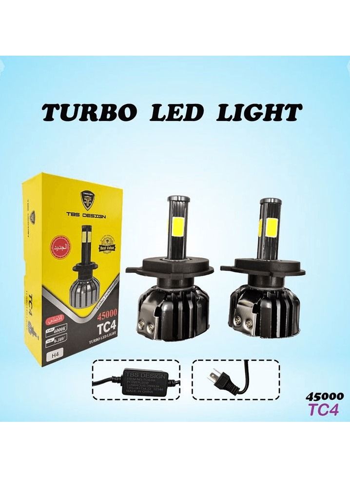 تي بي إٍس ديزاين لمبة المصباح LED للسيارة H4 ، Super Bright 9-30V 25watt 6000K-2500LM ، TBS Design TC4 Turbo LED Light - Image 1