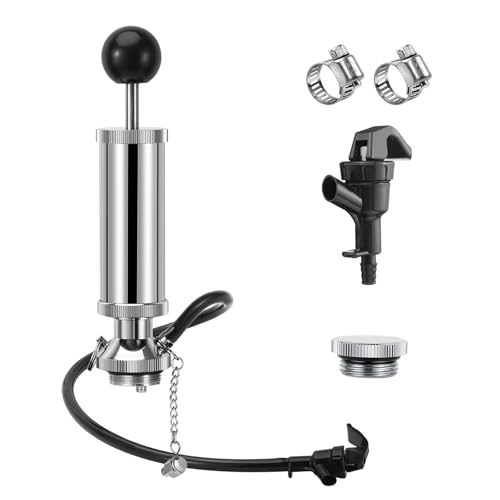 Chciyich 4" Threaded Keg Pump Tap - Mini Keg Dispenser, Mini Beer Keg Growler Tap Kit, Portable Picnic Beer Tap for Home Bar, Party Beer Hand Pump with Beer Hose, 2 Beer Faucet and 2 Hose Clamps - Image 1