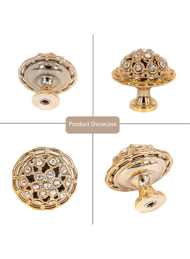 JZS Crystal Cabinet knobs Diamond Handles, 1-3/8 inches (35mm), for Cabinet Drawer Door Handle Accessories, knobs Embedded with 17 Diamond Crystals,10PCS,Gold - Image 3