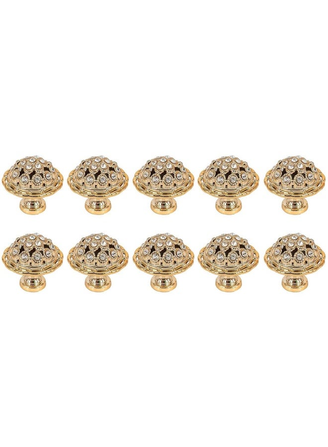 JZS Crystal Cabinet knobs Diamond Handles, 1-3/8 inches (35mm), for Cabinet Drawer Door Handle Accessories, knobs Embedded with 17 Diamond Crystals,10PCS,Gold - Image 1