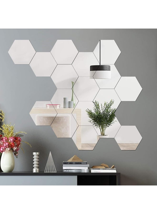 TPGP 24 Pieces Mirror Wall Stickers, Hexagonal Mirrors Non-Glass Wall Stickers, 184 × 160 × 92 mm, Acrylic Mirror Wall Sticker for Wardrobe, Door, Bedroom, Living Room - Image 1