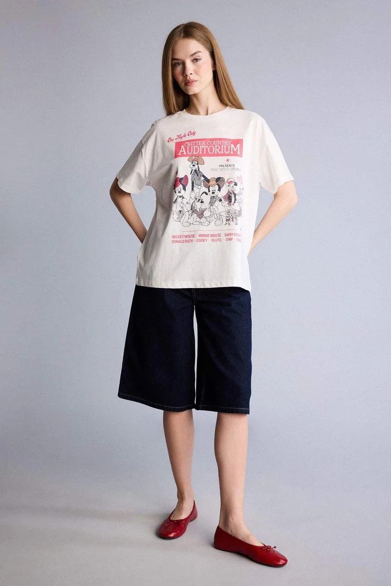 ديفاكتو Disney Mickey &amp; Minnie Oversize Crew Neck T-Shirt