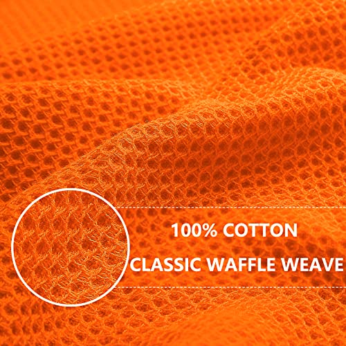 Homaxy 100% Cotton Waffle Weave Kitchen Dish Cloths, Ultra Soft Absorbent Quick Drying Dish Towels, 12 x 12 Inches, 6-Pack, Orange - Image 2