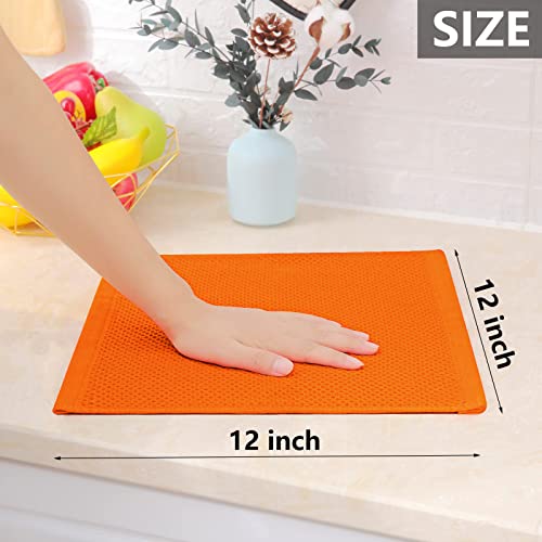 Homaxy 100% Cotton Waffle Weave Kitchen Dish Cloths, Ultra Soft Absorbent Quick Drying Dish Towels, 12 x 12 Inches, 6-Pack, Orange - Image 5