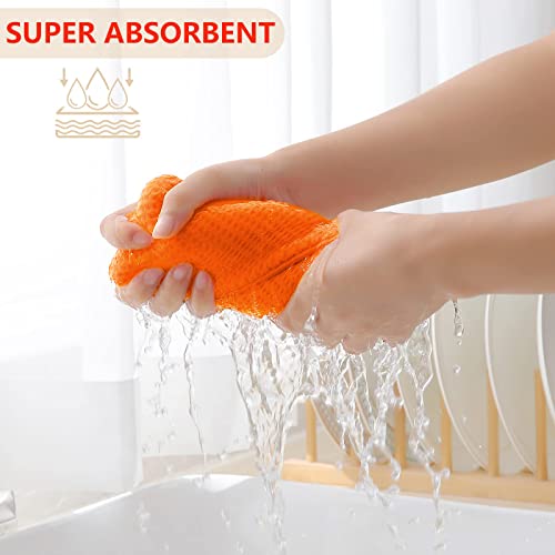 Homaxy 100% Cotton Waffle Weave Kitchen Dish Cloths, Ultra Soft Absorbent Quick Drying Dish Towels, 12 x 12 Inches, 6-Pack, Orange - Image 3