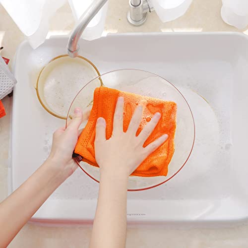 Homaxy 100% Cotton Waffle Weave Kitchen Dish Cloths, Ultra Soft Absorbent Quick Drying Dish Towels, 12 x 12 Inches, 6-Pack, Orange - Image 4