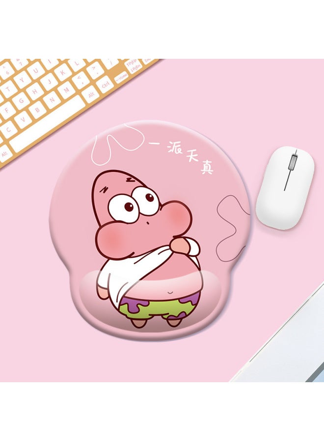 Creative Cartoon Cute Pet Silicone Wrist Mouse Pad Two-Piece Set Spongebob Squarepants 3D Keyboard Hand Pad Wrist Rest 