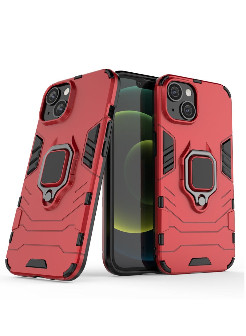 Red Protective Case Cover With Finger Ring Holder For iPhone - Image 2
