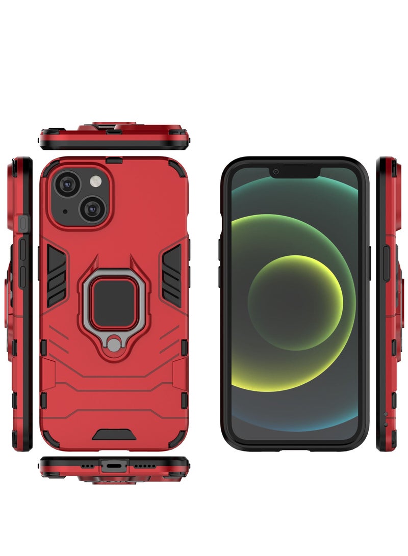 Red Protective Case Cover With Finger Ring Holder For iPhone - Image 3