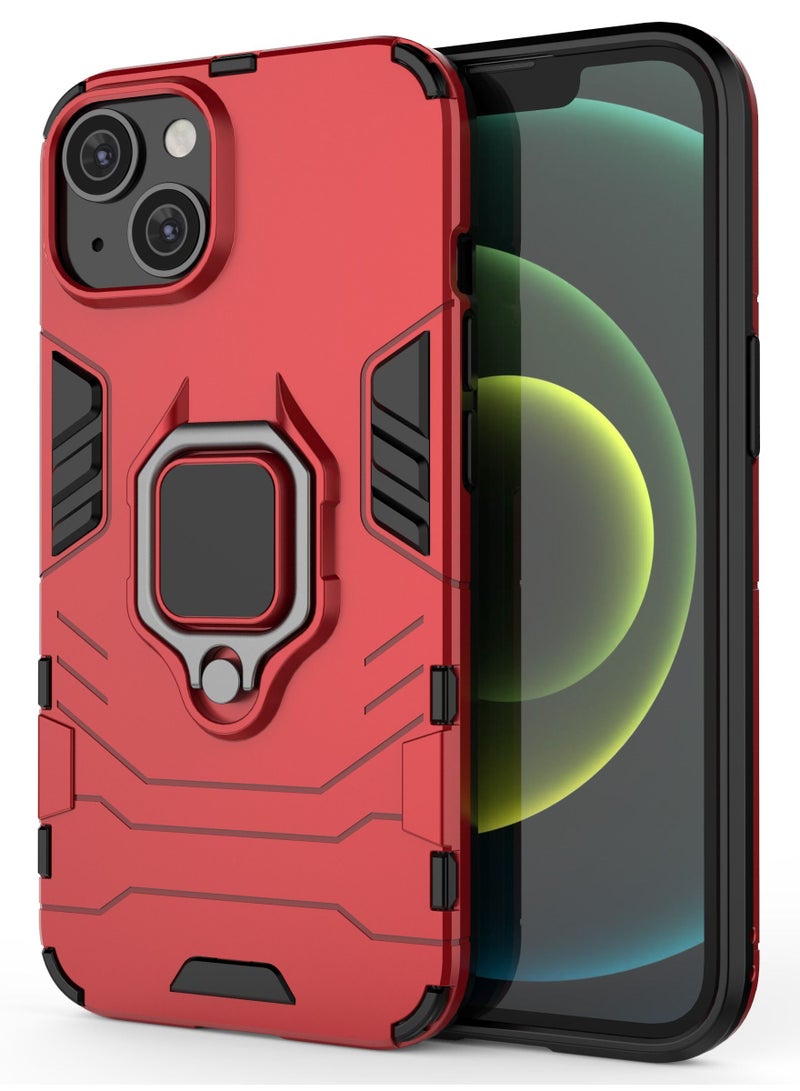 Red Protective Case Cover With Finger Ring Holder For iPhone - Image 1