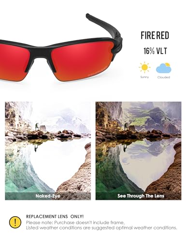 BLAZERBUCK Polarized Replacement Lenses & Sock Kit for Oakley Flak 2.0 OO9295 - Fire Red - Image 3