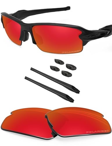 BLAZERBUCK Polarized Replacement Lenses & Sock Kit for Oakley Flak 2.0 OO9295 - Fire Red - Image 1