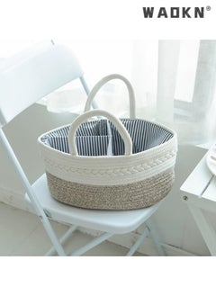 WAOKN Baby Diaper Storage Solution, 100% Cotton Rope Weave, Portable Diaper Basket for Changing Tables and Travel, with Bonus Removable Storage Bag, Excellent Baby Shower Basket Option (Brown)  - Image 5