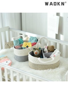 WAOKN Baby Diaper Storage Solution, 100% Cotton Rope Weave, Portable Diaper Basket for Changing Tables and Travel, with Bonus Removable Storage Bag, Excellent Baby Shower Basket Option (Brown)  - Image 4