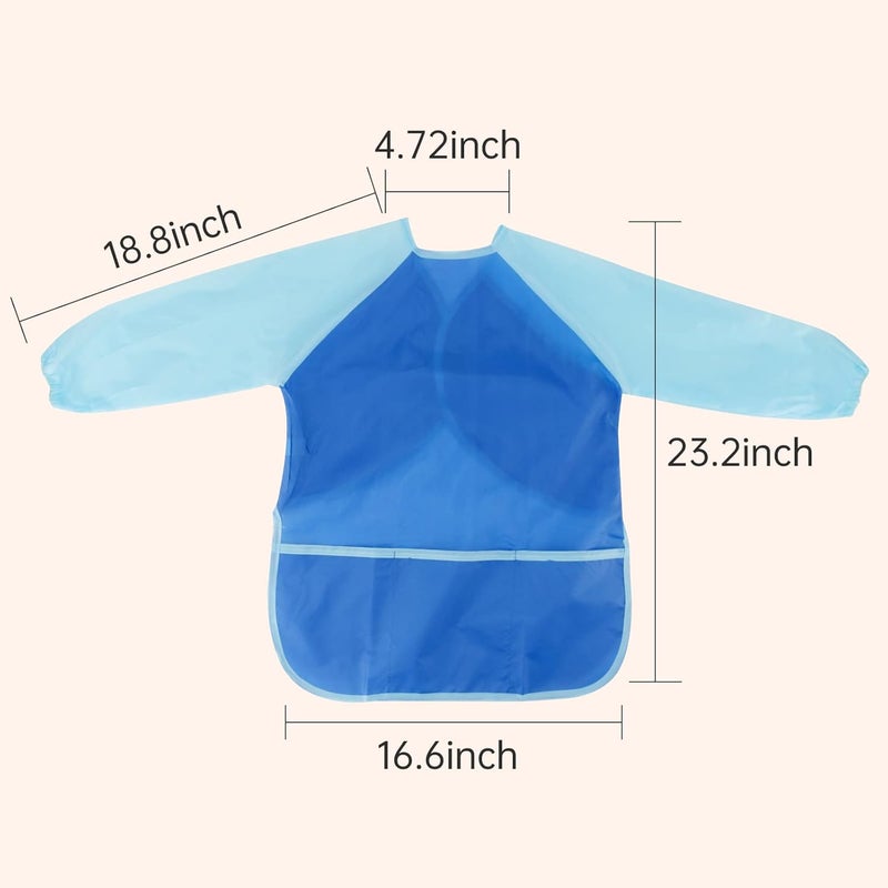 Cubaco Kids Painting Apron, 2pcs Waterproof Art Smocks For Child 3-8 Years, Kids Smocks for Painting Aprons with Long Sleeve - Image 2