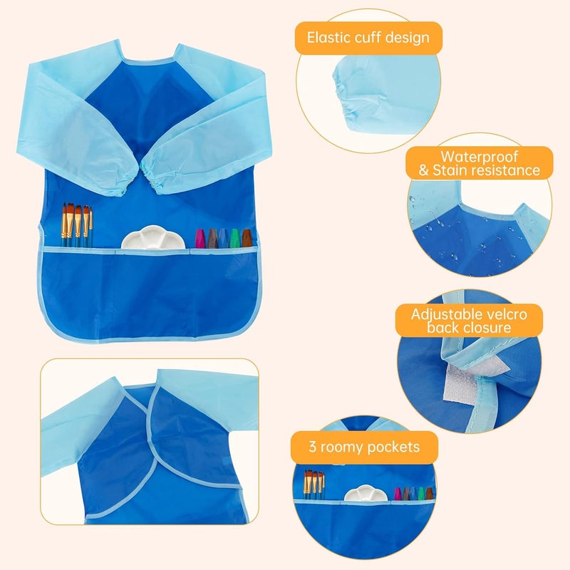 Cubaco Kids Painting Apron, 2pcs Waterproof Art Smocks For Child 3-8 Years, Kids Smocks for Painting Aprons with Long Sleeve - Image 3