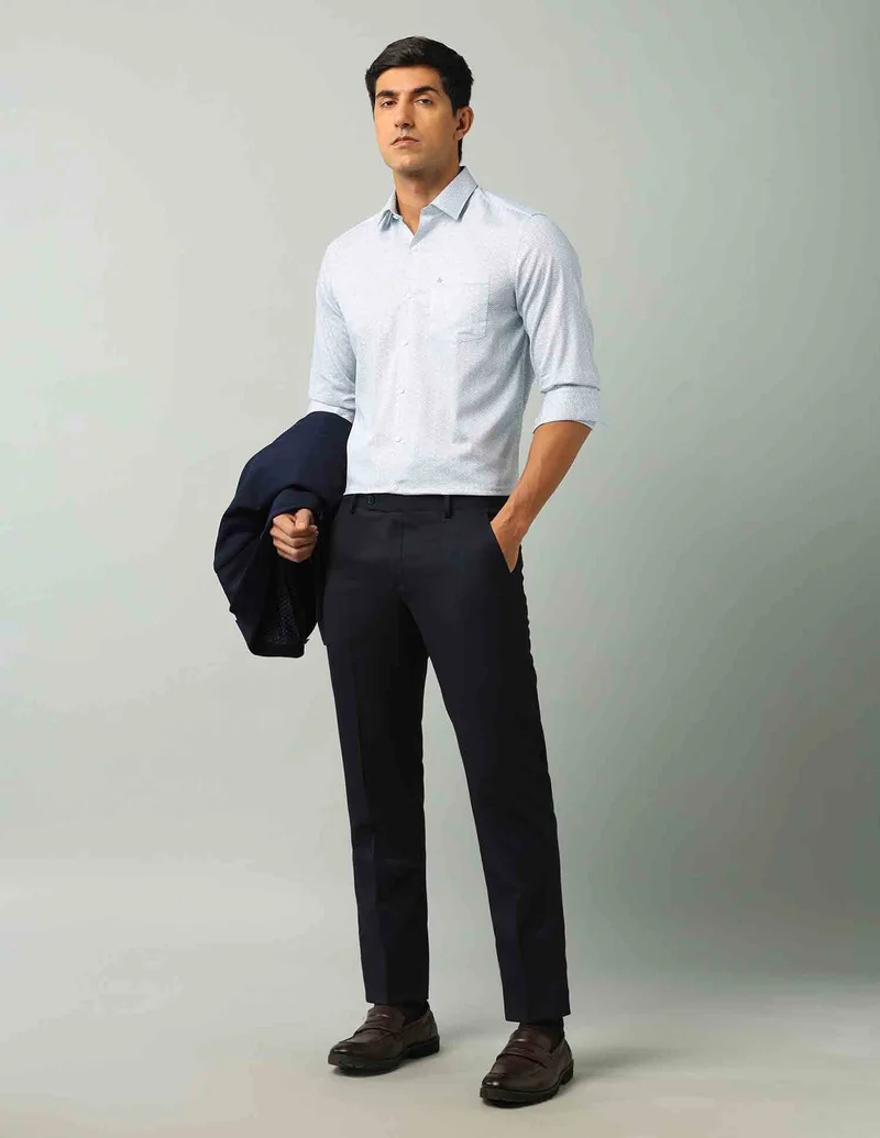 Arrow Light Blue Manhattan Slim Fit Geometric Printed Shirt for Men | Best Price UAE