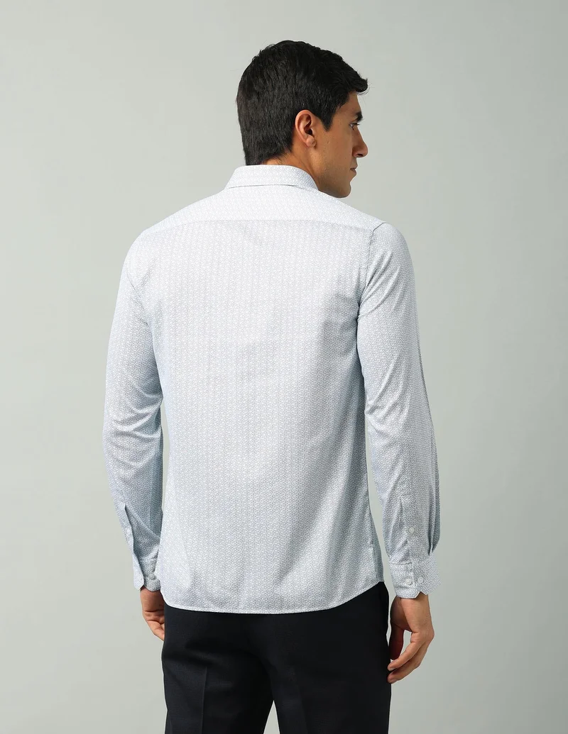 Arrow Light Blue Manhattan Slim Fit Geometric Printed Shirt for Men | Best Price UAE