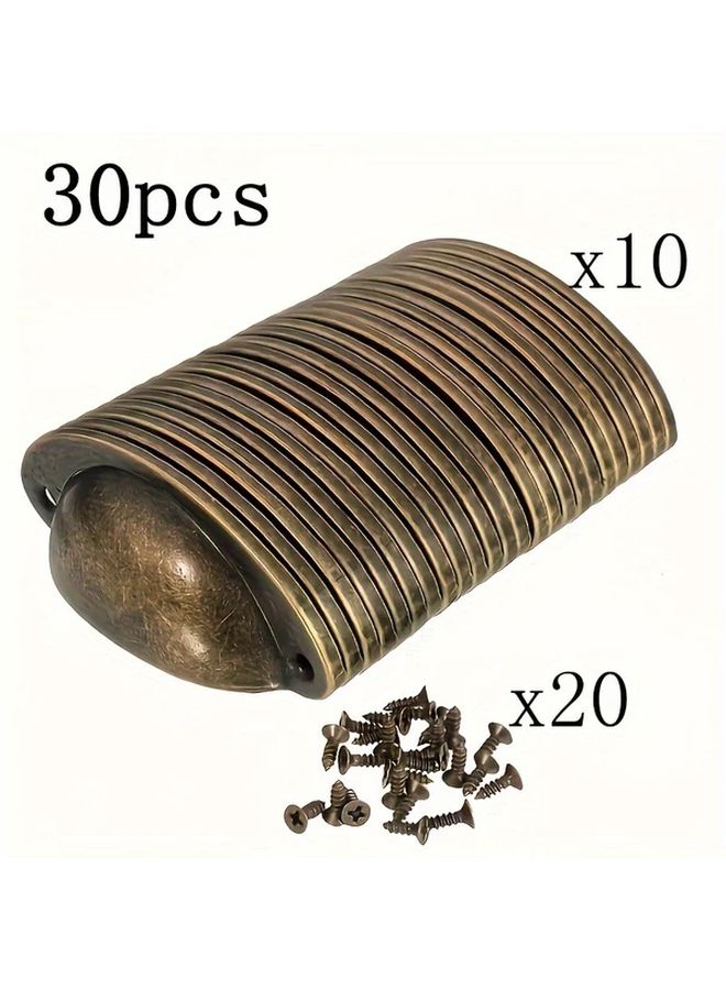 30 Pieces 10 Vintage Recessed Metal Drawer Pulls With 20 Screws For Cabinets Dressers Bins - Image 1