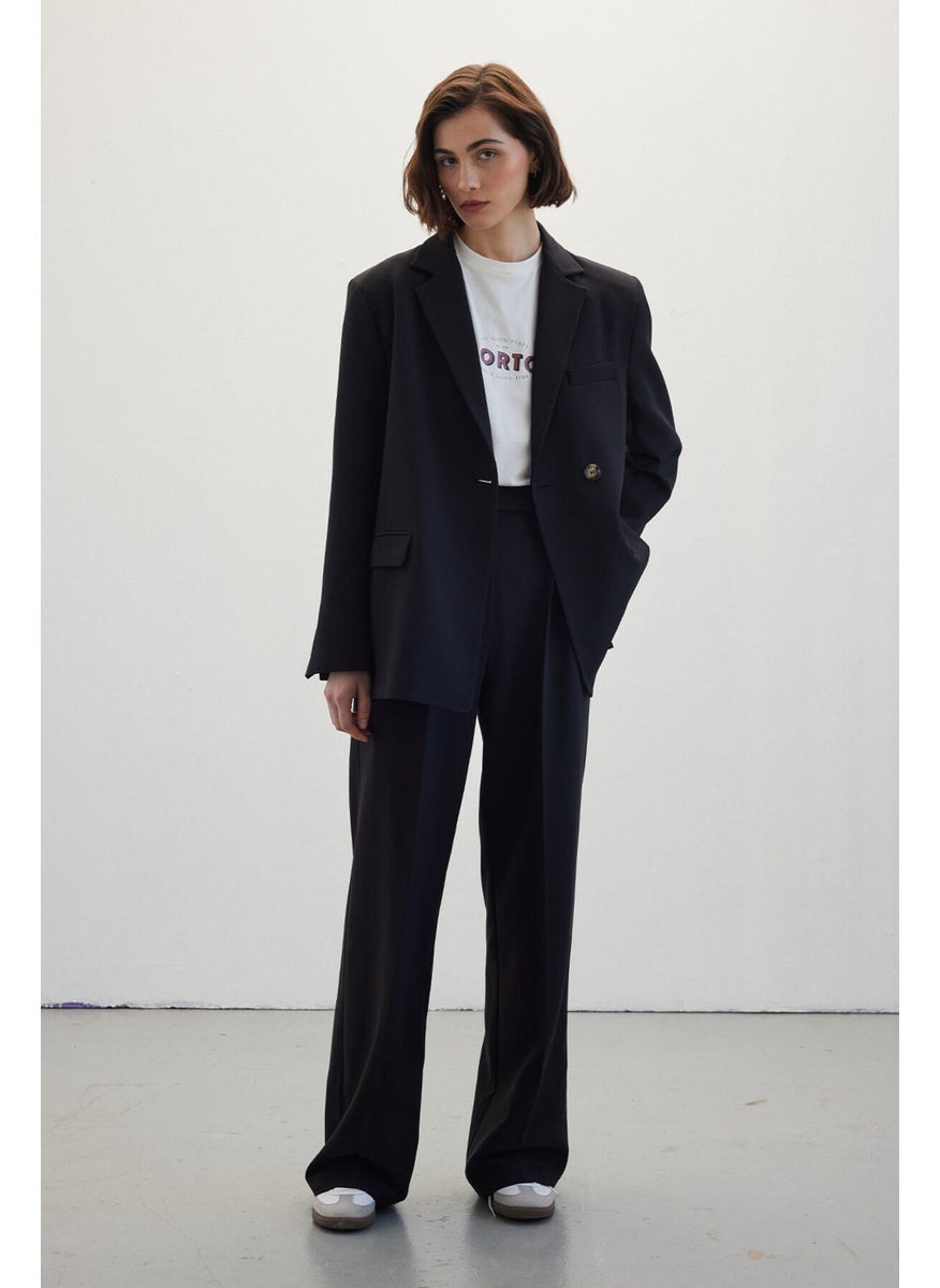 Manuka Double Pleated Palazzo Trousers Black  - Image 1