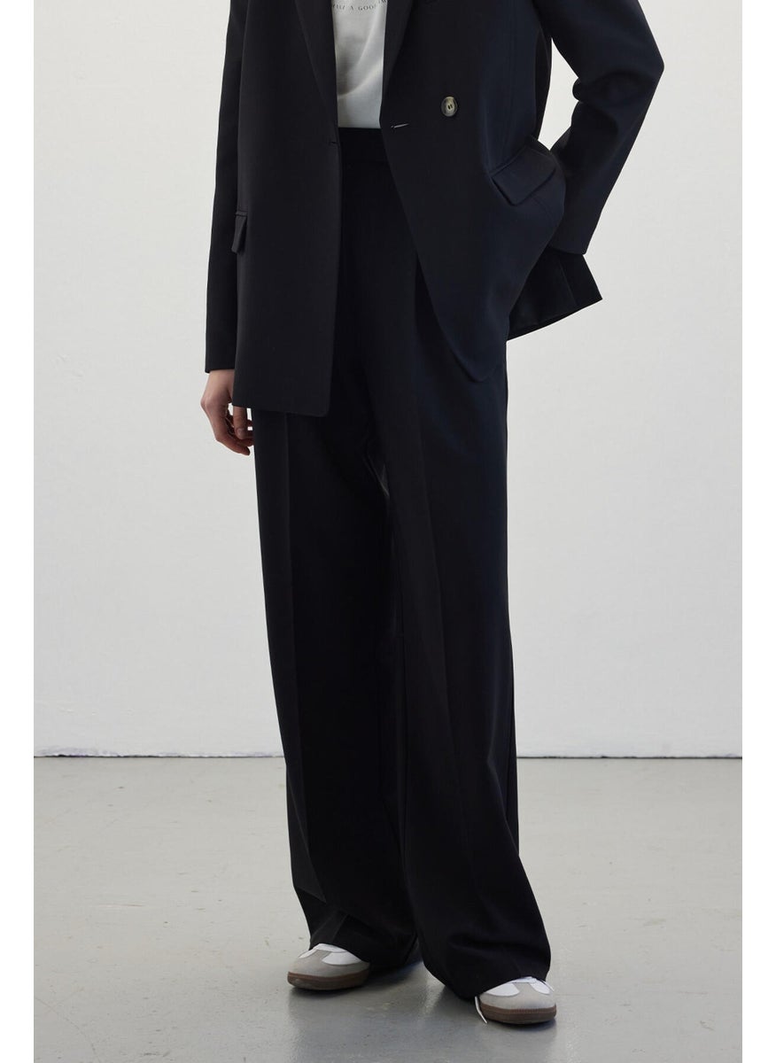 Manuka Double Pleated Palazzo Trousers Black  - Image 3