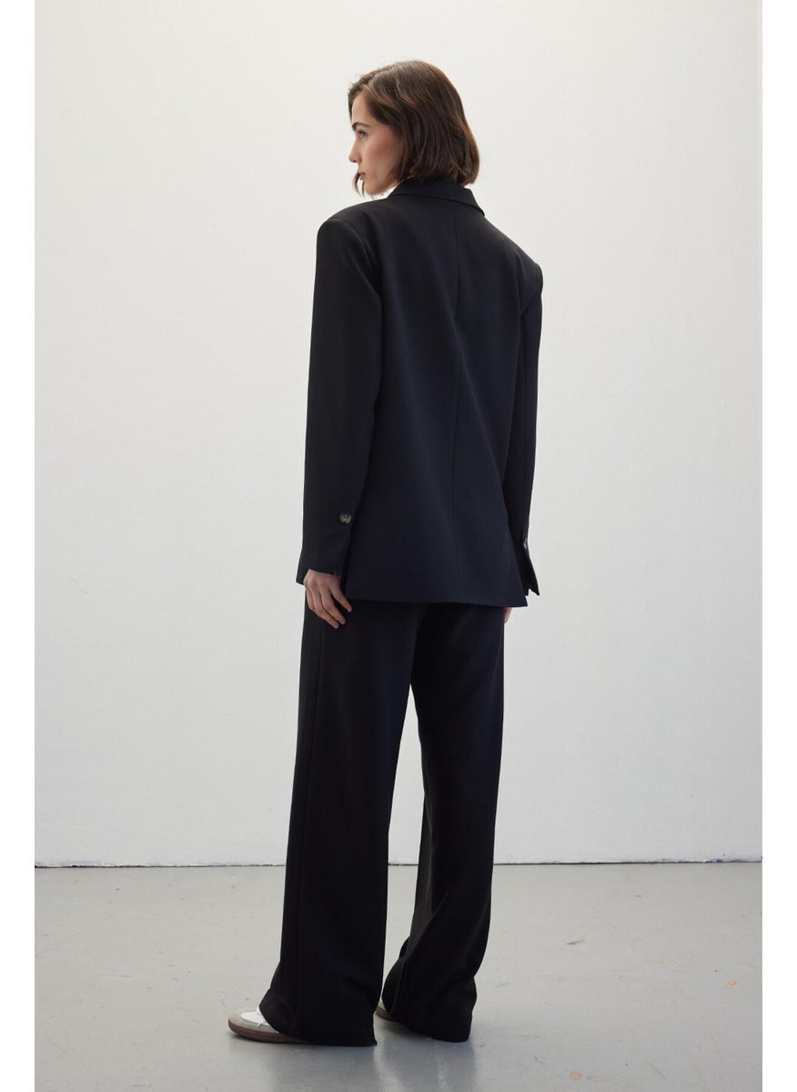 Manuka Double Pleated Palazzo Trousers Black  - Image 4