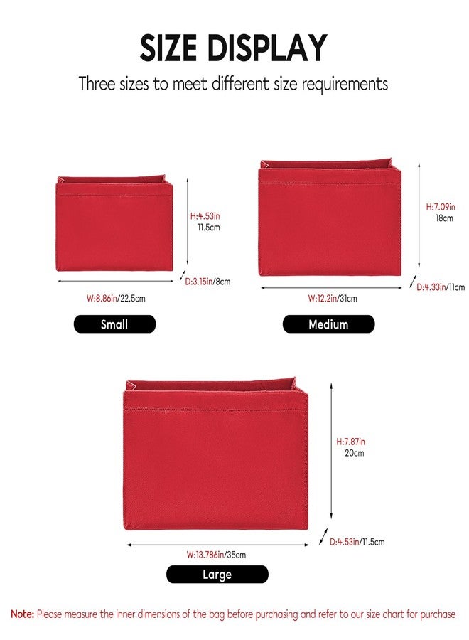 GIVLEFLY Purse Organizer Insert, Light Weight Tote Bag Insert,Multiple Pockets More Suitable for Storage,Handbag Dividers for Inside Purse，Fit for Book Tote,Onthego and More(Red,Small) - Image 3