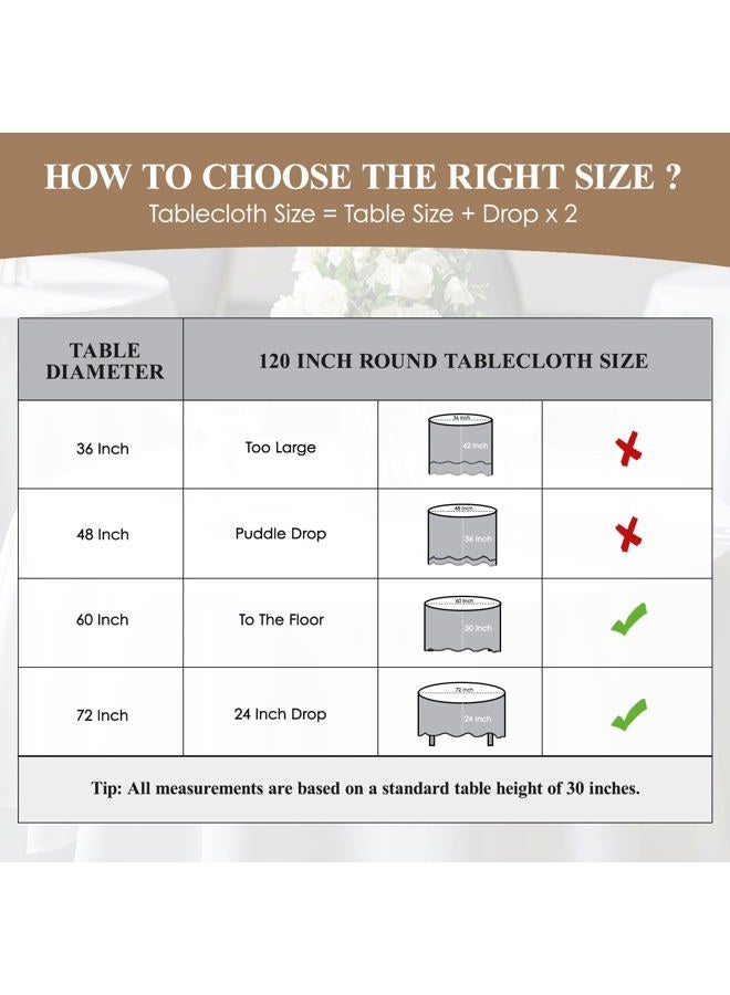Aocoz 2 Pack White Round Tablecloth - 120 Inch Round Tablecloth, Stain-Wrinkle Resistant, and Washable, Decorative Polyester Table Cover for Dining Table, Banquets, Buffet Parties, and Wedding - Image 2