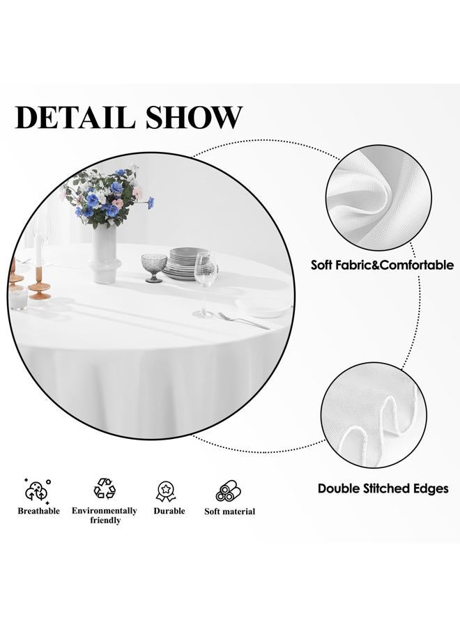 Aocoz 2 Pack White Round Tablecloth - 120 Inch Round Tablecloth, Stain-Wrinkle Resistant, and Washable, Decorative Polyester Table Cover for Dining Table, Banquets, Buffet Parties, and Wedding - Image 5