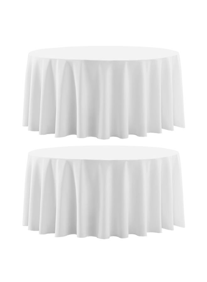 Aocoz 2 Pack White Round Tablecloth - 120 Inch Round Tablecloth, Stain-Wrinkle Resistant, and Washable, Decorative Polyester Table Cover for Dining Table, Banquets, Buffet Parties, and Wedding - Image 1
