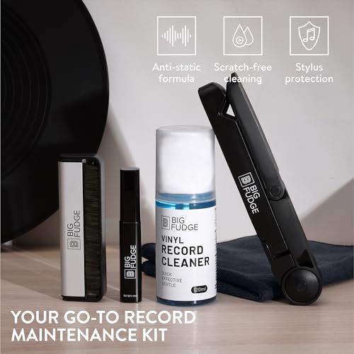 Big Fudge Complete Vinyl Record Cleaning Kit - 6-in-1 Vinyl Cleaner - incl. Carbon Fiber Brush, Stylus Cleaner, Drying Stand, Microfiber Cloth & Towel - Record Player Accessories - Image 4