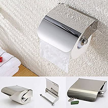 RSP Quality bit® Toilet Tissue Paper Roll Holder/Dispenser with Lid - Stainless Steel Bathroom Silver - Image 1
