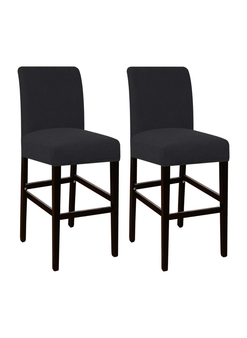 Flamingo P Flamingo P High Stretch Bar Stool Cover Pub Counter Chair Seat Slipcover for Dining Room Cafe Furniture Protectors Non Slip with Elastic Bottom Set of 2 Black 