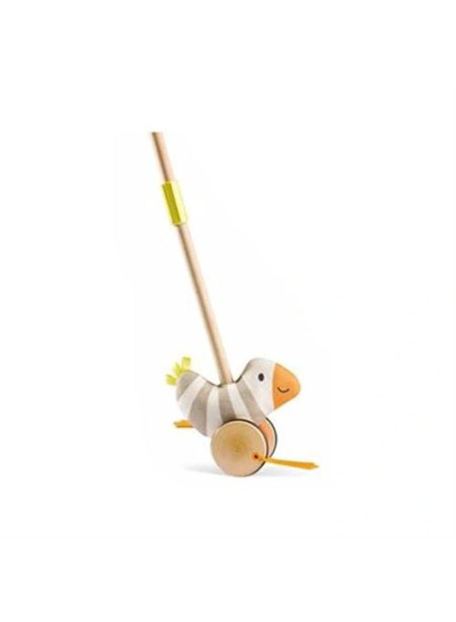 Hape, Flappy Bird, Push Pull Along Toy, With Detachable Stick & Soft Rubber Wheels, Wooden Toys For Walking Toddlers, Interactive Wooden Animal Toy, Hape Toys
