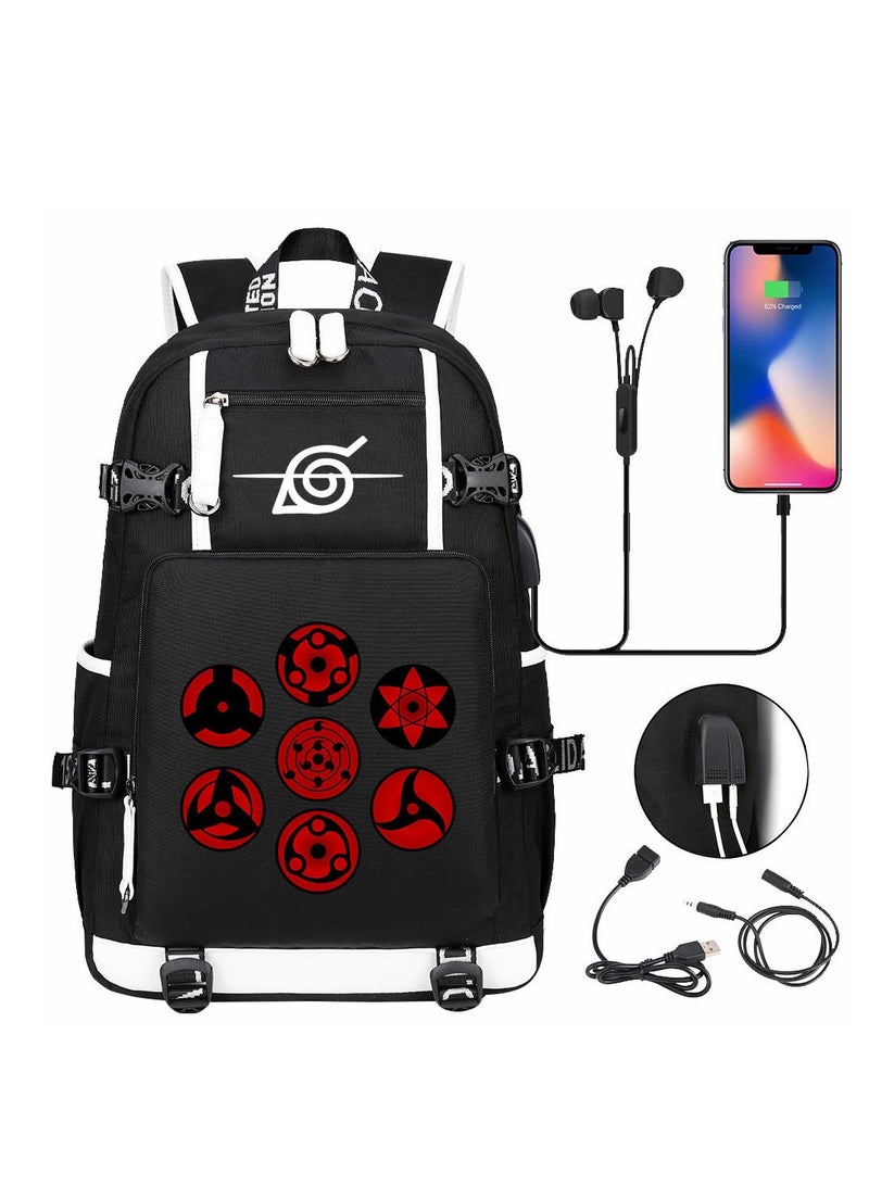 Cartoon Printed Youth Leisure Backpack Black