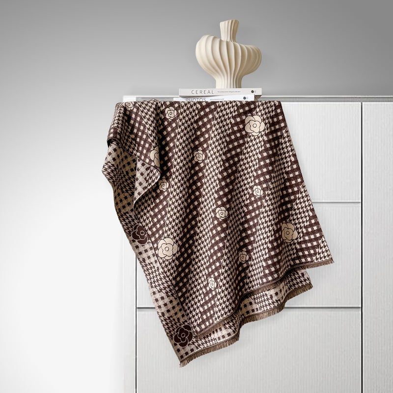 2025 تصدير الموضة الجديدة Houndstooth الوشال النمط الزهري شال خارجي متعدد الخريف والشتاء الوشال الدافئ - Image 5