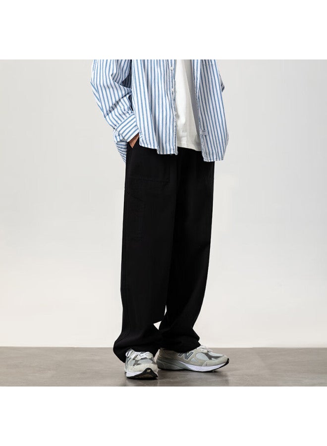 Foss Phil Men's Cargo Pants, Spring And Summer Straight-leg Wide-leg Pure Cotton Loose Casual Trousers, 8318 Black 2XL - Image 1