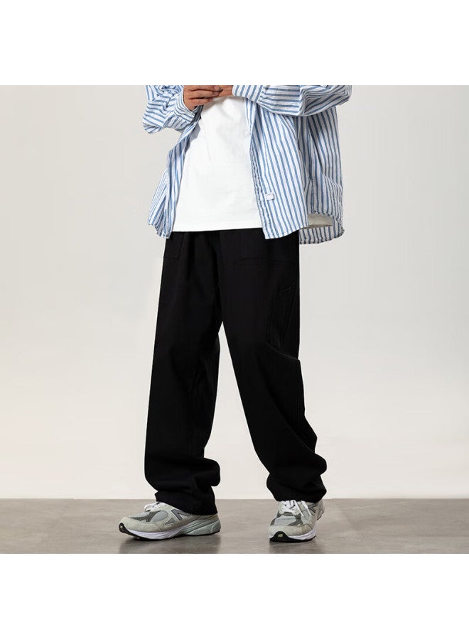 Foss Phil Men's Cargo Pants, Spring And Summer Straight-leg Wide-leg Pure Cotton Loose Casual Trousers, 8318 Black 2XL - Image 3