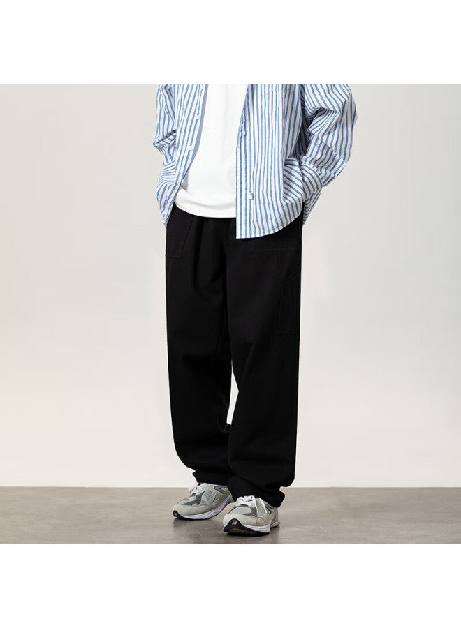 Foss Phil Men's Cargo Pants, Spring And Summer Straight-leg Wide-leg Pure Cotton Loose Casual Trousers, 8318 Black 2XL - Image 4