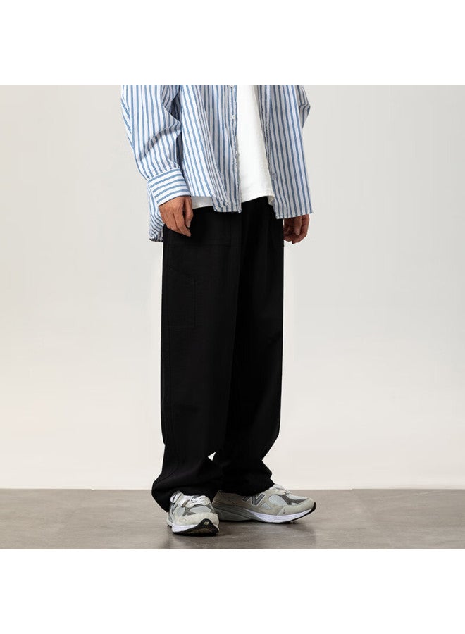Foss Phil Men's Cargo Pants, Spring And Summer Straight-leg Wide-leg Pure Cotton Loose Casual Trousers, 8318 Black 2XL - Image 5