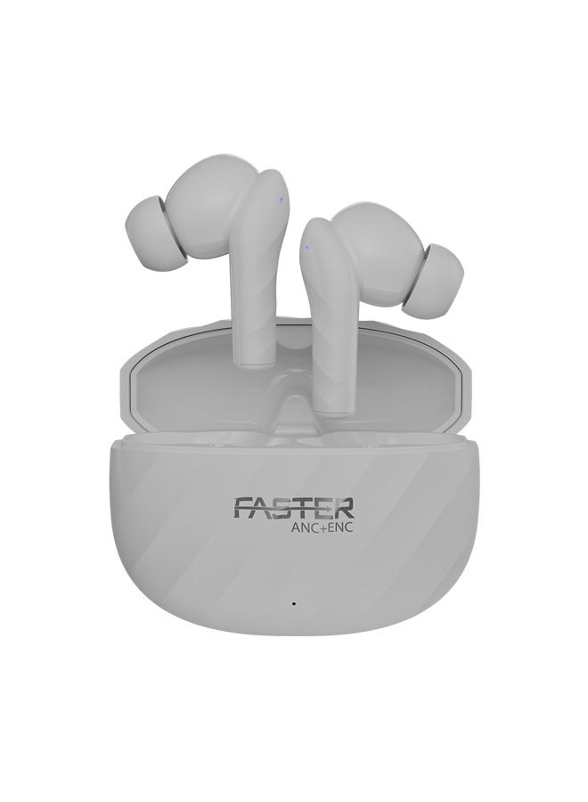 Raptor Wireless Earbuds with ANC + ENC - 6 Hours Playtime with Bluetooth 5.3 - HiFi Stereo Sound Airpods - Gaming Bluetooth Earphones with Ultra-Low Latency - Deep Bass, IPX4 Water Resistant - For Exercise, Gym - Compatible with iPhone & Android (White)