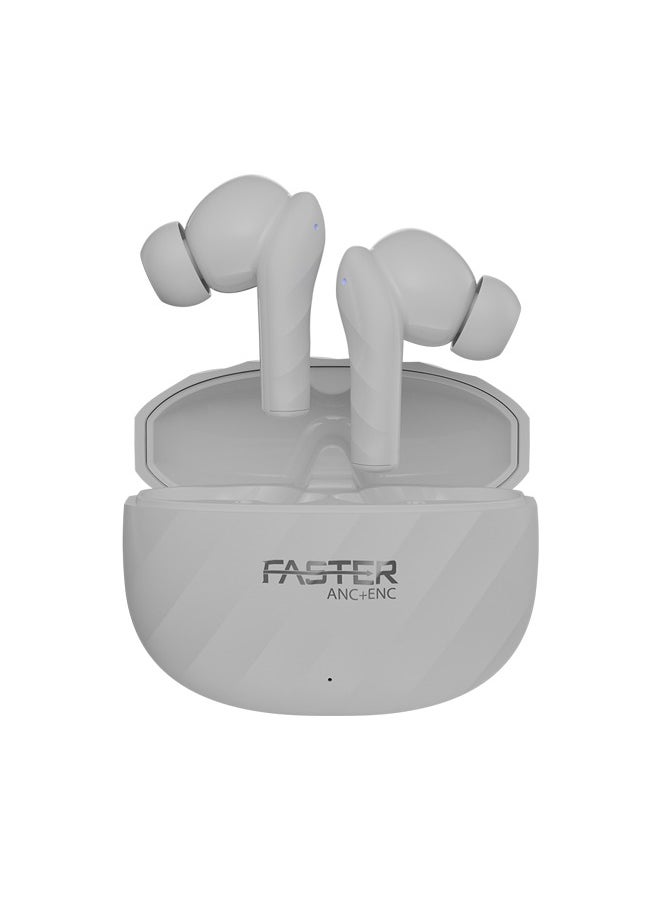Faster - Raptor Wireless Earbuds with ANC + ENC - 6 Hours Playtime with Bluetooth 5.3 - HiFi Stereo Sound Airpods - Gaming Bluetooth Earphones with Ultra-Low Latency - Deep Bass, IPX4 Water Resistant - For Exercise, Gym - Compatible with iPhone & Android (White) - Image 1