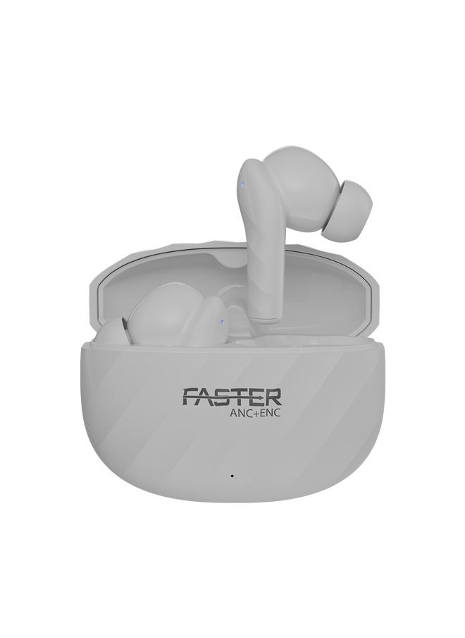 Faster - Raptor Wireless Earbuds with ANC + ENC - 6 Hours Playtime with Bluetooth 5.3 - HiFi Stereo Sound Airpods - Gaming Bluetooth Earphones with Ultra-Low Latency - Deep Bass, IPX4 Water Resistant - For Exercise, Gym - Compatible with iPhone & Android (White) - Image 1