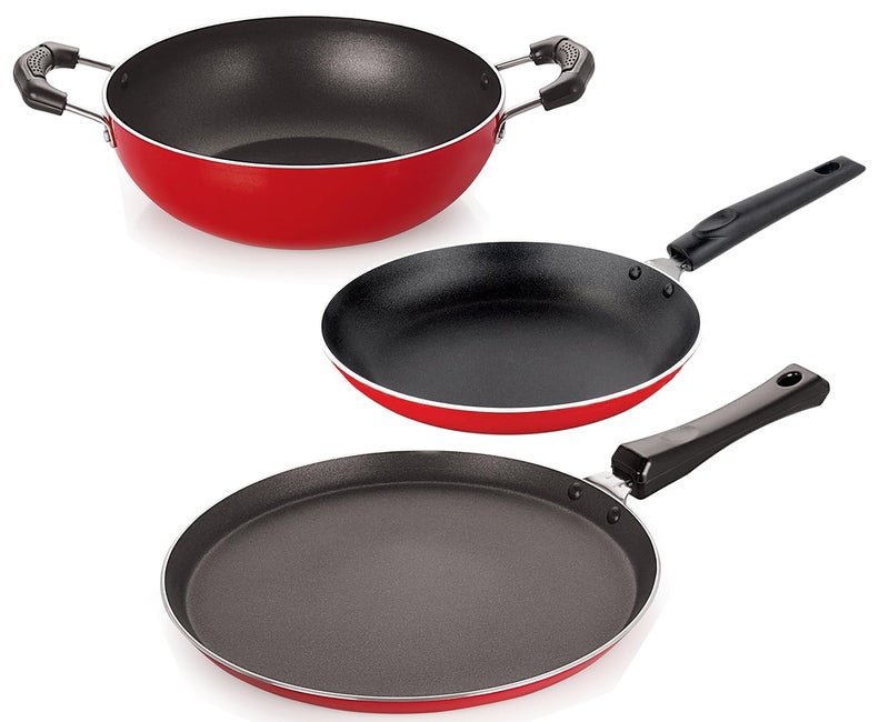 Nirlon Nirlon Non-Stick Coated Stain Resistance Cookware Aluminium Cookware Combo Gift Set Offer  - Image 1