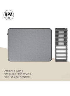 FALMER Dish Rack and Microfiber Drying Mat – Space-Saving Design Folds Up for Easy Storage, Basic Rack, Gray  - Image 3