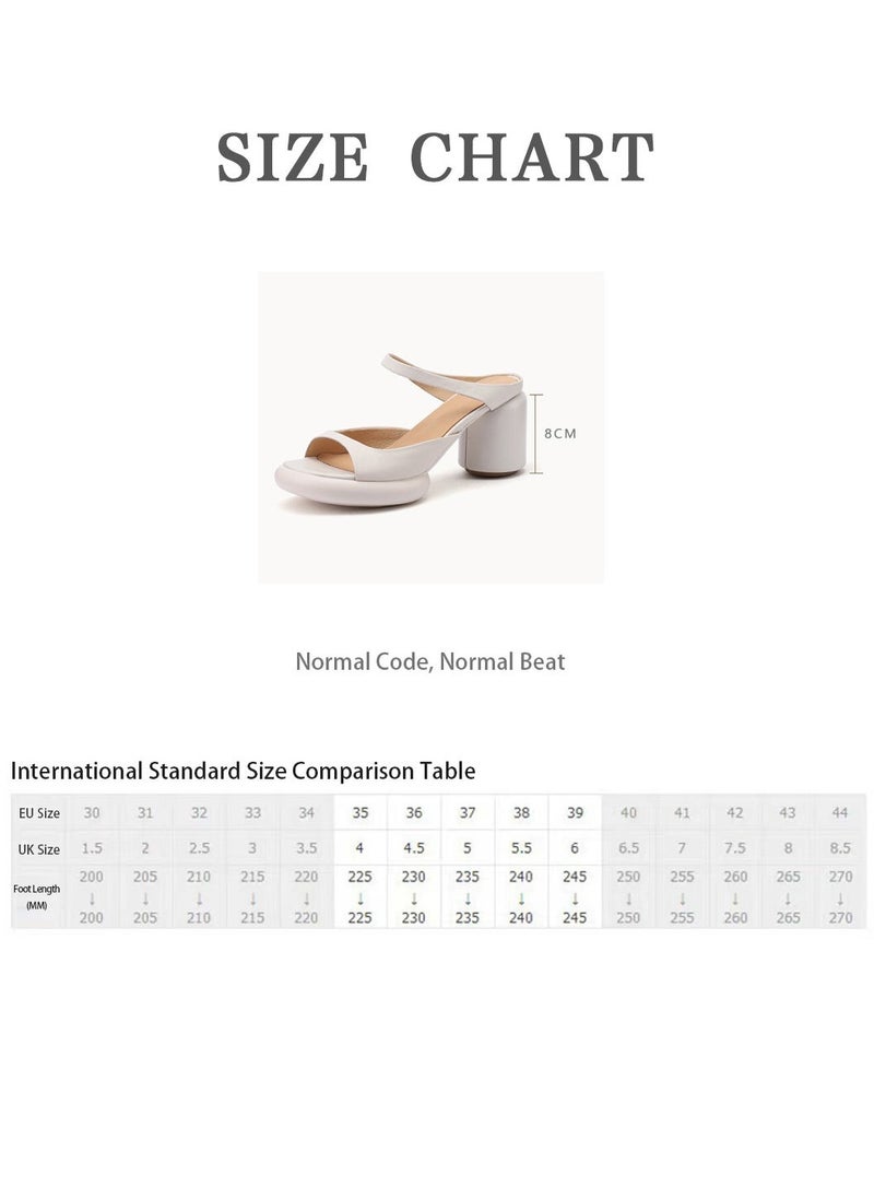 Moovant - Fashion Ladies' Chunky Heels, Comfortable Heeled Sandals, White Sandals, Round heel, Open Toe, Slip On, Women's Summer Shoes - Image 1
