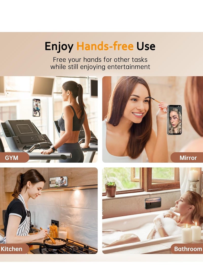 General 2*Magnetic Suction Cup Phone Mount, Anti-Slip Hands-Free Silicone Phone Holder, Compatible with MagSafe Phone Case for iPhone Pro Max 15/14/13/12 Series,Mirror Shower Holder for Selfies(Brown)  - Image 4